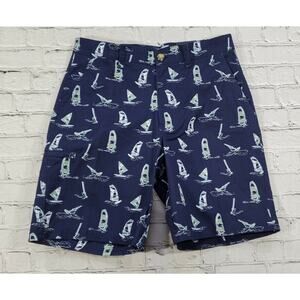 Boca Classics Sailboat Print Cell pocket Navy Shorts MENS SIZE 30